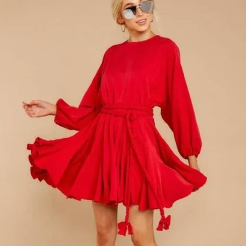 Red Dress Boutique Palms Away Belted Red Dress